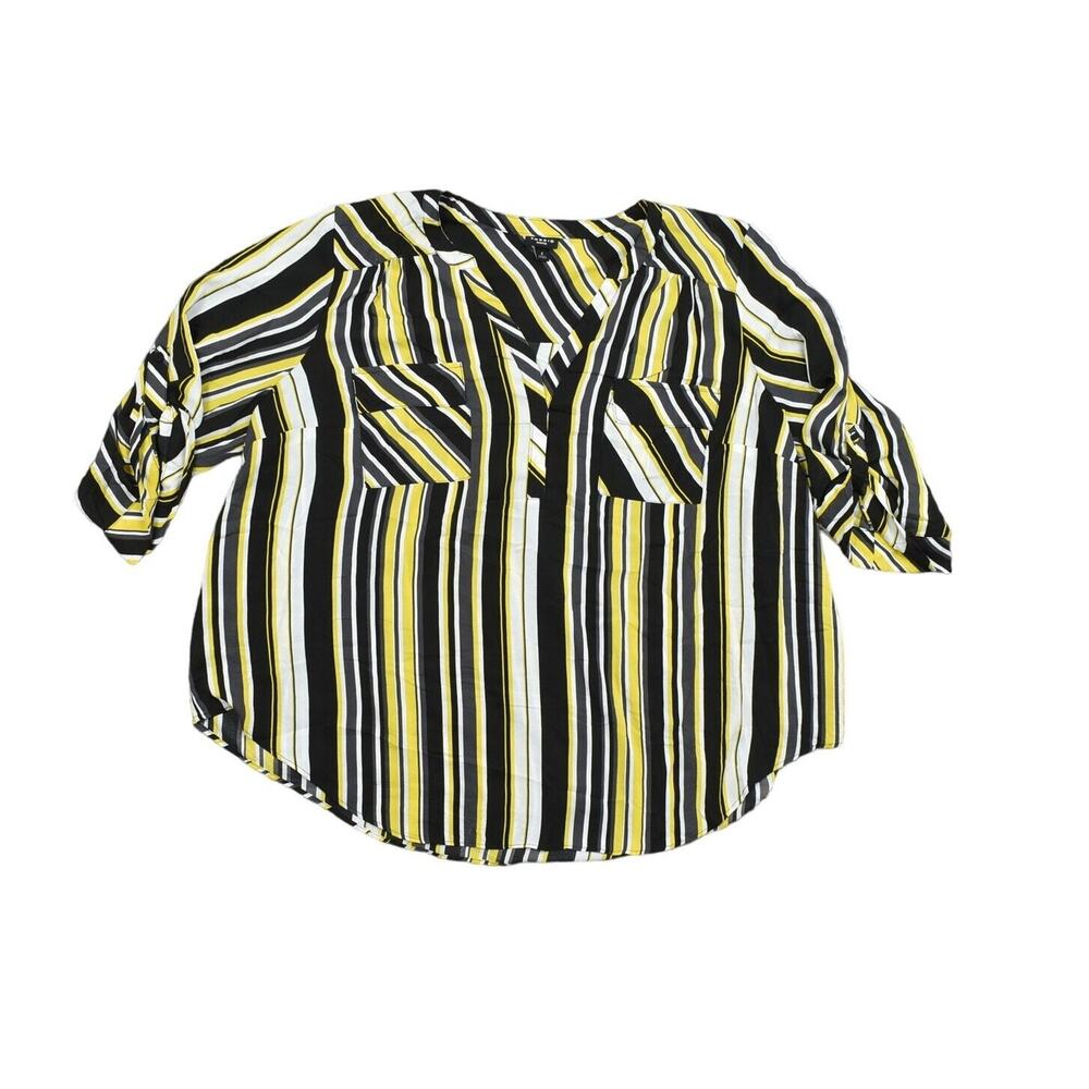 Torrid Size 4 Multicolor Blouse Harper Blouse Light V Neck Roll Up Sleeve